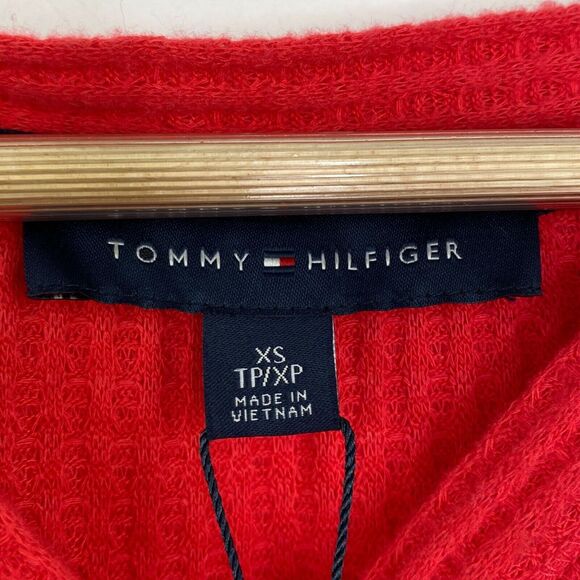 Tommy Hilfiger Red Waffle Knit Button Down Sweater Women's Size Extra Small XS - Picture 7 of 9
